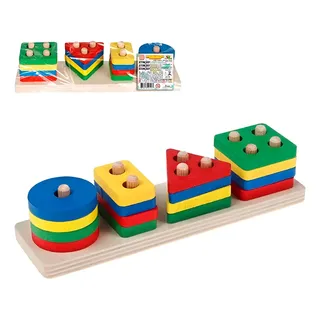 Brinquedo De Madeira Educativo Encaixe Formas Geométricas Colorido