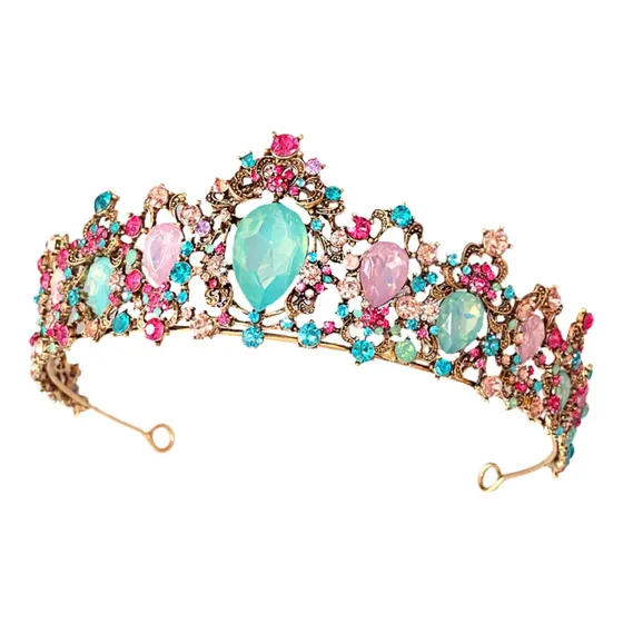 Corona Barroca Con Diamantes De Imitación Multicolores