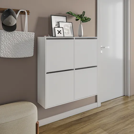Sapateira 4 Portas Basculante Ajustável Casa Branca -qt