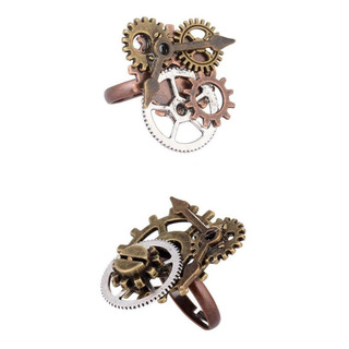 2x Anillo Ajustable Patrón De Engranaje Steampunk Vintage 2x Anillo Ajustable Patrón De Engranaje Steampunk Vintage