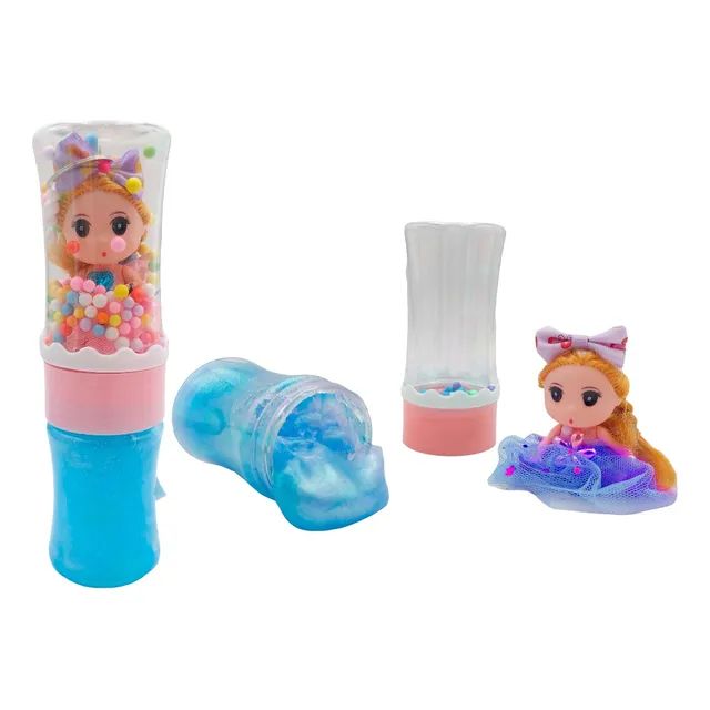 Slime Miki Moco Fluor En Frasco Pelotitas + Llavero Muñeca 
