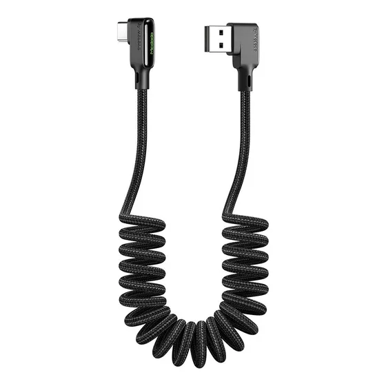 Cable Usb Tipo C En L Turbo Charge Spiral Gamer De 1,8 M Mcdodo, Color Negro