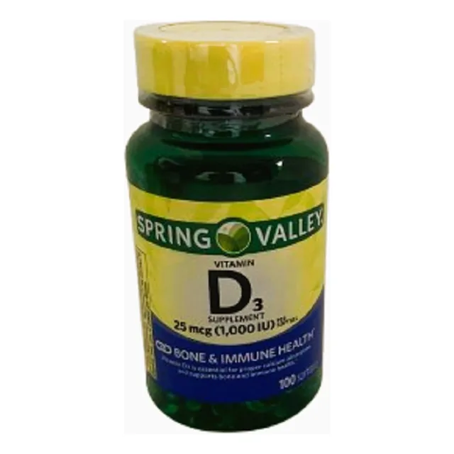 D3 25mcg 1000iu  100softgels Spring Valley