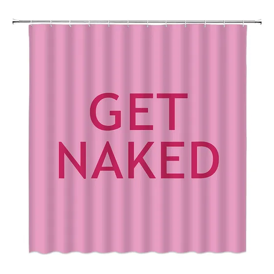 Cortina Ducha Texto Ingl «get Naked» Color Rosa Nake»