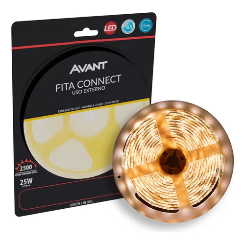 Fita Led Connect 5w 5m 2700k 127v Tensão Direta - Avant Luz Branco-quente Tensão de operação 5W/M 127V