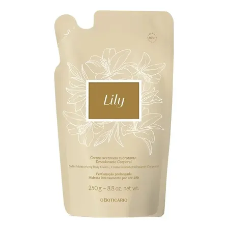 O Boticário Refil Creme Acetinado Hidratante Desodorante Corporal Lily 250g
