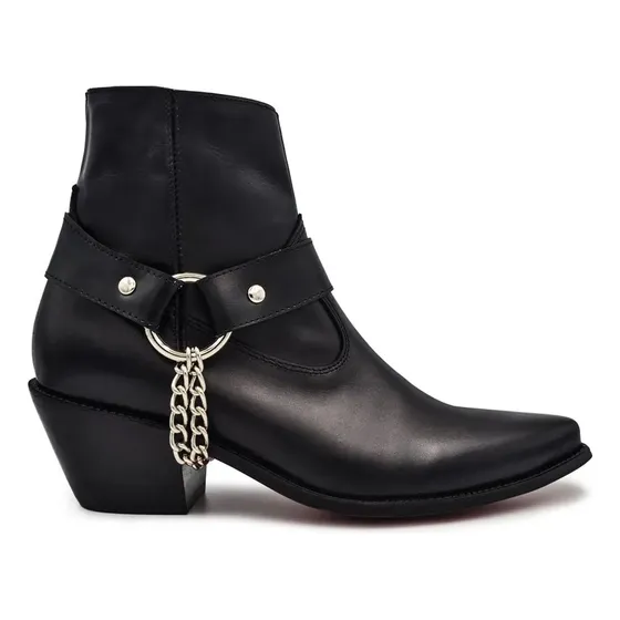 Botas Tacon Cubano Hombre Negro Piel Estilo Dh 4010