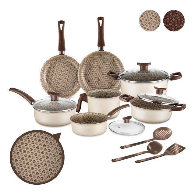 Jogo De Panelas Antiaderente 10 Peças Prime Alumínio Teflon Jogo De Panelas Antiaderente 10 Peças Prime Alumínio Teflon