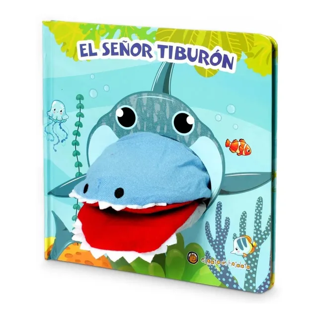 Libro Y Títere De Mano Animales Tiburón Juego Niños 2 En 1