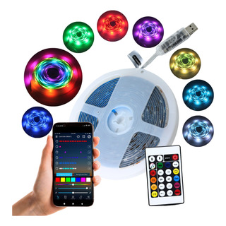 Tira Led Rgb 5050 Bluetooth 5 Mts App 127v Impermeable Ofert Tira Led Rgb 5050 Bluetooth 5 Mts App 127v Impermeable Ofert