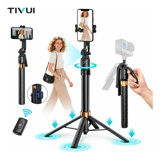 Tripé profissional Inteligente 1.8m Ai Rastreamento Facial 360° celular Estabilizador e Robusto supo