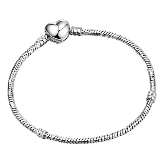 Pulsera Gielgy Para Charm Corazón Acabado Plateado 925