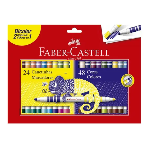 Canetinha Hidrografica Bicolor 24/48 Cores  Faber-castell