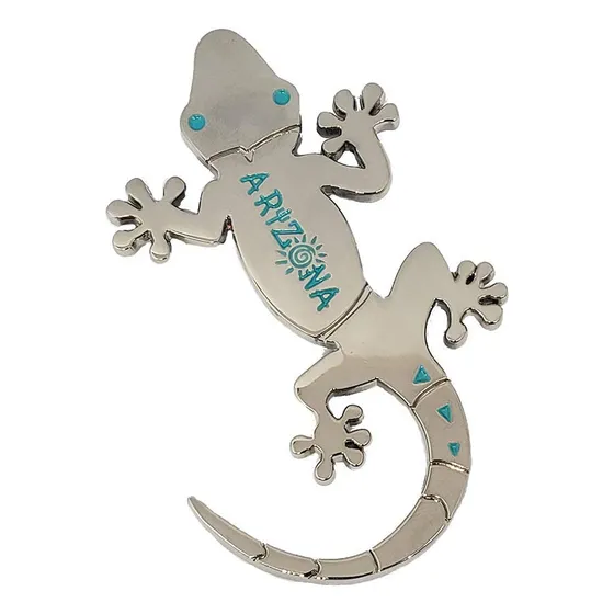 Iman Gecko Plateado Decorativo Metal Para Refrigerador Idea