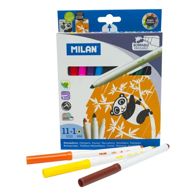 Marcador Escolar Punta Fina Colores Jgo Un Borrable : Milan