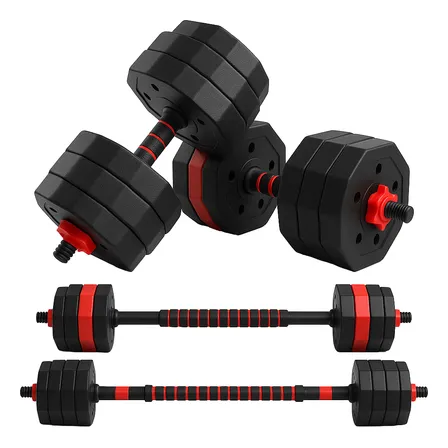 Set De Mancuernas + Barra Juego Pesas 40 Kg 2en1 Discos Pvc