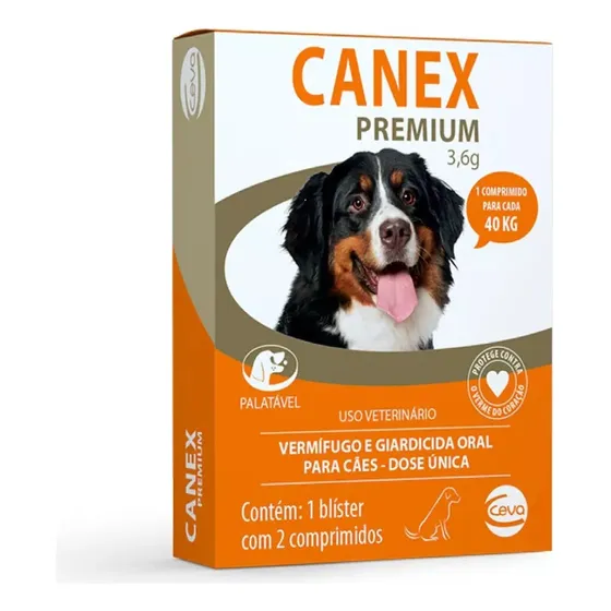 5cx Canex Premium 3,6g Vermifugo Cães Até 40kg 2 Comprimidos