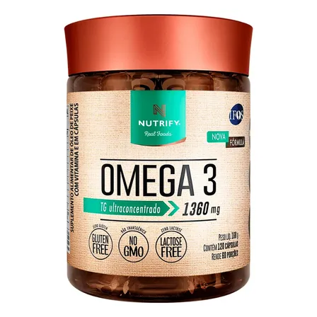 Nutrify Ômega 3 Tg Ultraconcentrado 1360mg - Enriquecido Com Vitamina E - Foco, Memória E Bem-estar - 120 Cápsulas Neutro