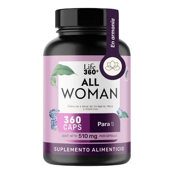 Multivitamínico Para Mujer Life 360+ All Woman Colágeno Maca Vitaminas 360 Cápsulas