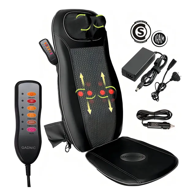 Masajeador Gadnic Alamo Asiento Auto Portátil Con Calor Y Vibración Cuello Espalda Relax