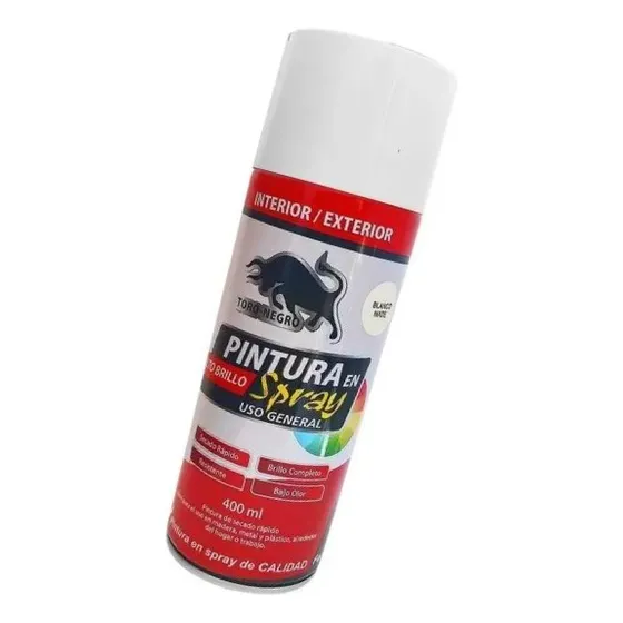Pintura Spray Toro Negro Blanco Mate 400ml