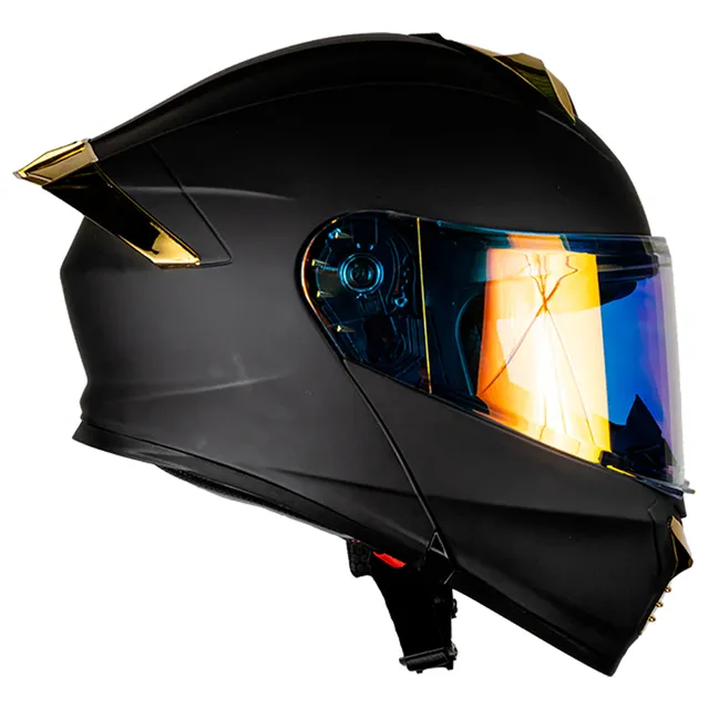 Casco para moto Kov Taff Drako negro mate y dorado mate thunder talla XL(61-62 cm)