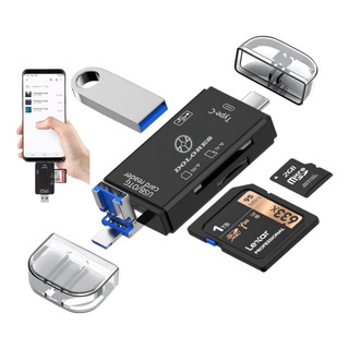 Lectores Memorias Tarjetas Usb Tipo-c Otg Telé Móvil 6 En 1 Negro Lectores Memorias Tarjetas Usb Tipo-c Otg Telé Móvil 6 En 1 Negro
