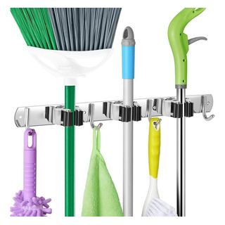 Acero Inoxidable Organizador De Escobas Porta Mopa/pala Acero Inoxidable Organizador De Escobas Porta Mopa/pala