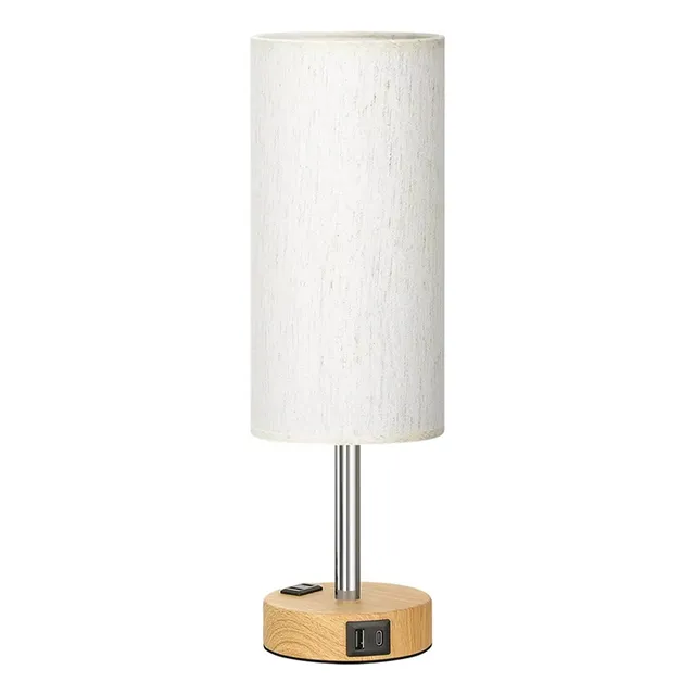 Lámpara De Cabecera Dapon Led Táctil De Mesa Habitación Estructura Chocolate Pantalla Blanco