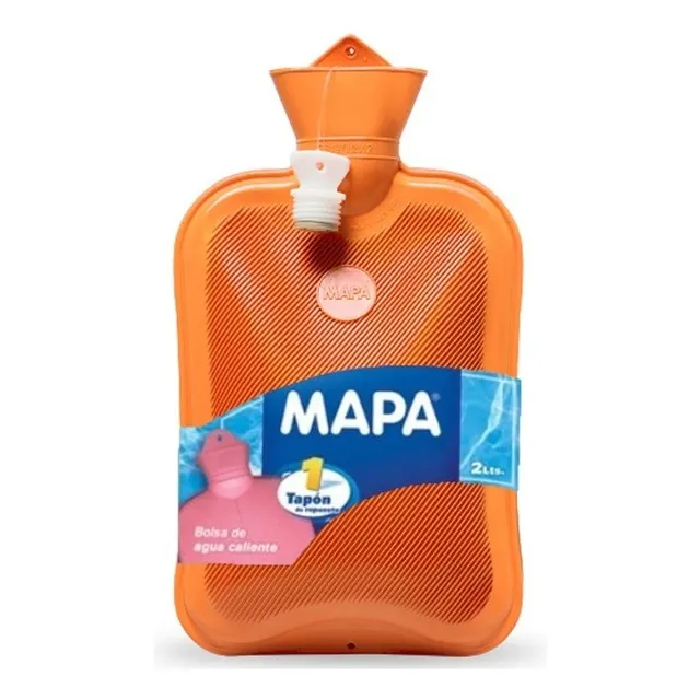 Bolsa De Agua Caliente 2lts Mapa Clásica Con Tapón Rosca Color Naranja