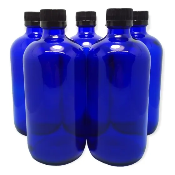 Botella Vidrio Azul 500ml Tapa Rosca Frasco Vidrio (pack X5)