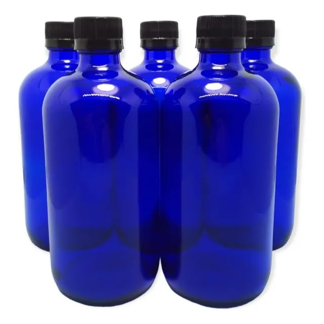 Botella Vidrio Azul 500ml Tapa Rosca Frasco Vidrio (pack X5)
