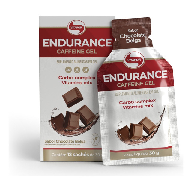 Suplemento Endurance Caffeine Gel 12 Sachês 30g Vitafor Chocolate Belga Suplemento Endurance Caffeine Gel 12 Sachês 30g Vitafor Chocolate Belga