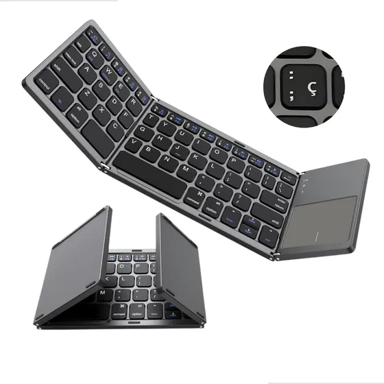 Mini Teclado Touch Dobrável Bluetooth Para Celular E Tablet