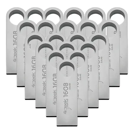 Kit 10 Memorias Usb 16gb Metálica 2.0 Bulk 4geek Color Plateado Liso