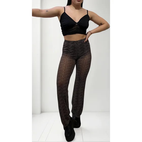 Pantalon Palazzo Animal Print De Tull - Transparencias