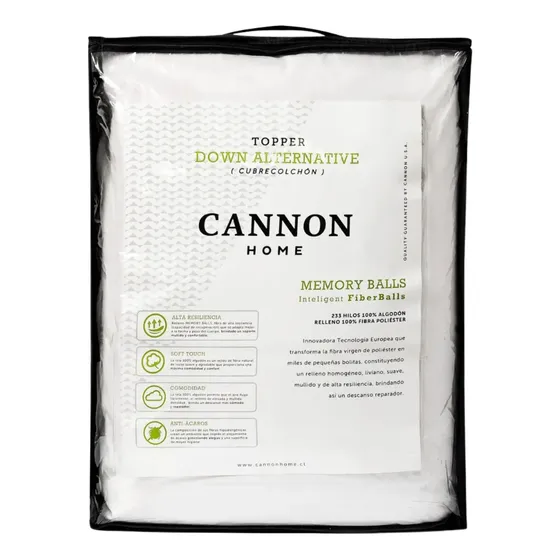 Cubrecolchón Topper Down Suave Cama King Blanco Cannon Home Diseño De La Tela Liso