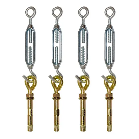 4 Tensor Y Armella 1/4 Kit Instalacion Malla Sombra Cables