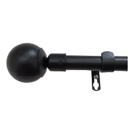 Set Individual Barra Cortina Ajustable Negra 160-310 Cm Color Bola