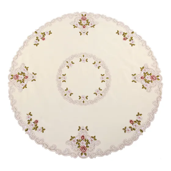 Toalha De Mesa De Jantar Redonda Com Flor Floral Vermelha Bo
