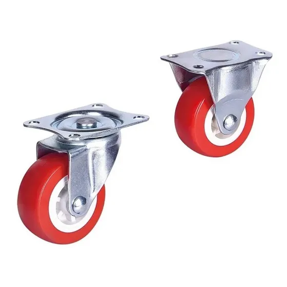 Ruedas Giratorias Y Fijas De 1.5 Pulgadas Rojas Polierutano
