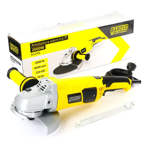 Amoladora Angular 7 Barovo 2000w, Color Amarillo Aa2kb Frecuencia 50 Hz
