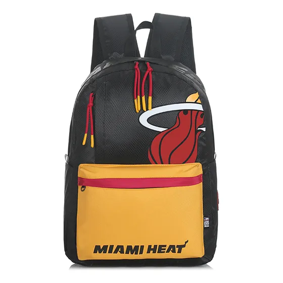 Mochila Deportiva Nba Miami Heat Portanotebook New Color Negro Amarilla Diseño De La Tela Lisa