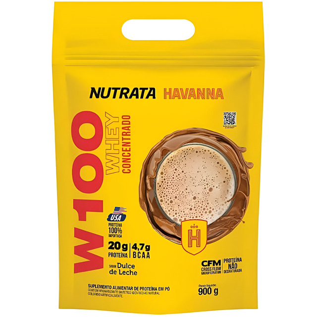 W100 Whey Concentrado Refil Pouch 900g Ducle De Leche Havanna Nutrata