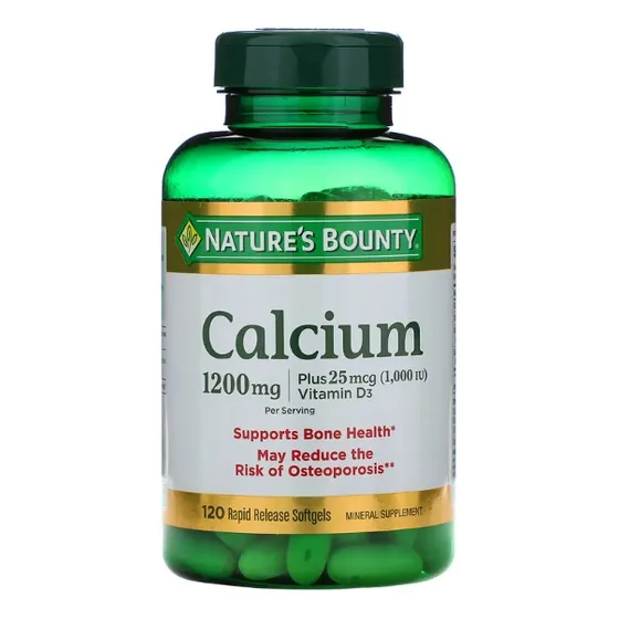 Nature's Bounty, Calcio Más Vitamina D3, 600 Mg, 120 Cápsulas Blandas De Liberación Rápida