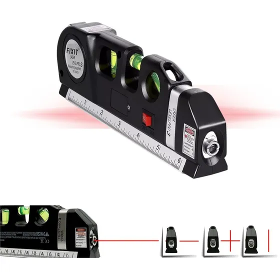 Nivel Bolha Trena E Laser 3 Linhas De Precisão Profissional