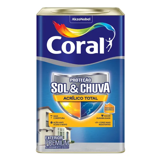 Tinta Acrílica Total Proteção Sol E Chuva Branco 18l Coral
