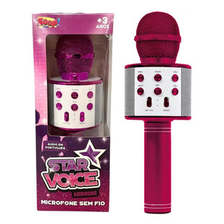 Microfone Infantil Bluetooth Karaoke Rosa Sem Fio Usb - Zoop Microfone Infantil Bluetooth Karaoke Rosa Sem Fio Usb - Zoop