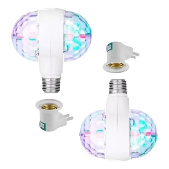Kit Fiesta 2 Focos Lampara Giratoria Doble +  2 Portafocos