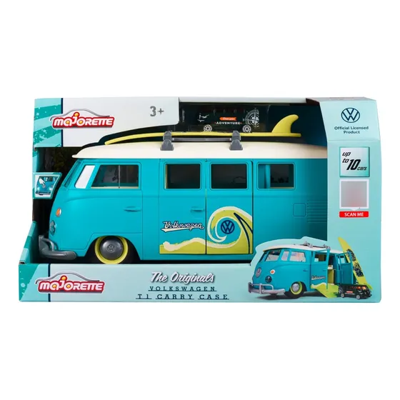 Majorette Combi Volkswagen 31 Cm Con Luz + 1 Coche De 7,5 Cm Color Celeste